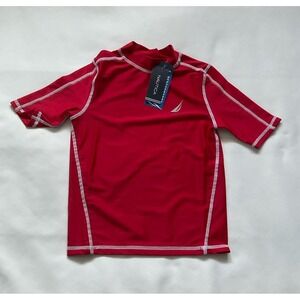 Nautical Boys  Medium  5 Upf 50 Sun protection Swim Shirt Red  Rash Guard